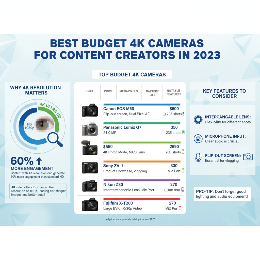 Infographic: Best Budget 4K Cameras for Content Creators in 2023