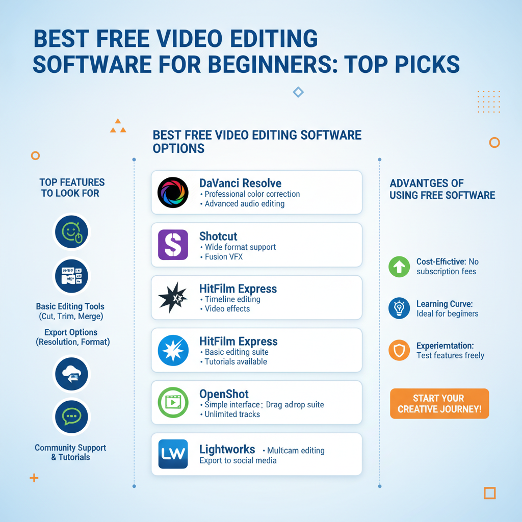 Infographic: Best Free Video Editing Software for Beginners: Top Picks