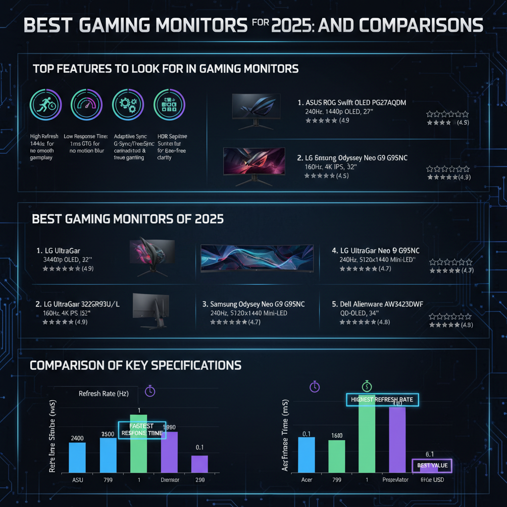 Infographic: Best Gaming Monitors for 2025: Features and Comparisons