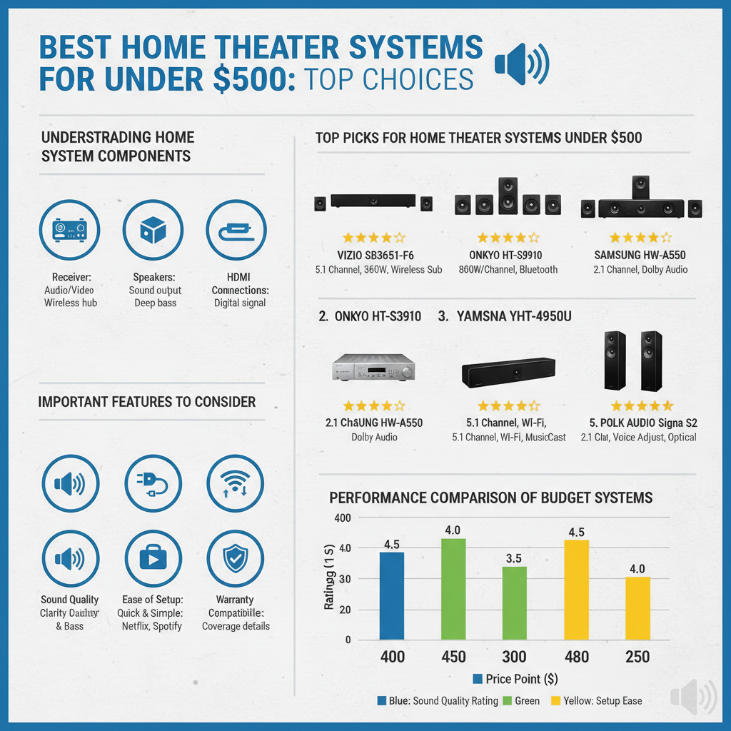 Infographic: Best Home Theater Systems for Under $500: Top Choices