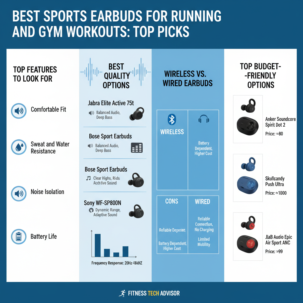 Infographic: Best Sports Earbuds for Running and Gym Workouts: Top Picks