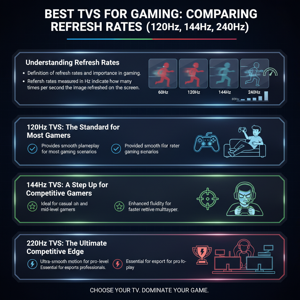 Infographic: Best TVs for Gaming: Comparing 120Hz, 144Hz, and 240Hz
