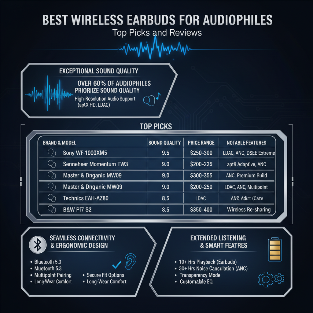 Infographic: Best Wireless Earbuds for Audiophiles: Top Picks and Reviews