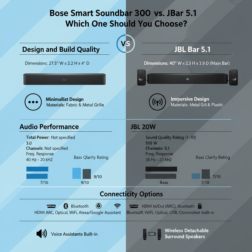 Infographic: Bose Smart Soundbar 300 vs. JBL Bar 5.1: Which One Should You Choose?