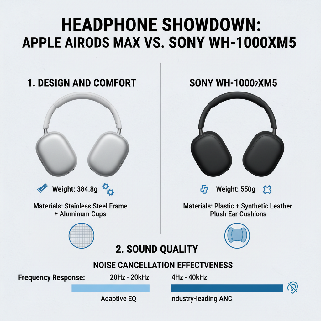 Infographic: Comparing Apple AirPods Max and Sony WH-1000XM5: Which is Better?