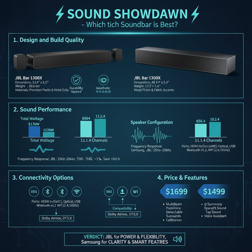 Infographic: Comparing JBL Bar 1300X vs. Samsung Q990B: Which Soundbar is Best?