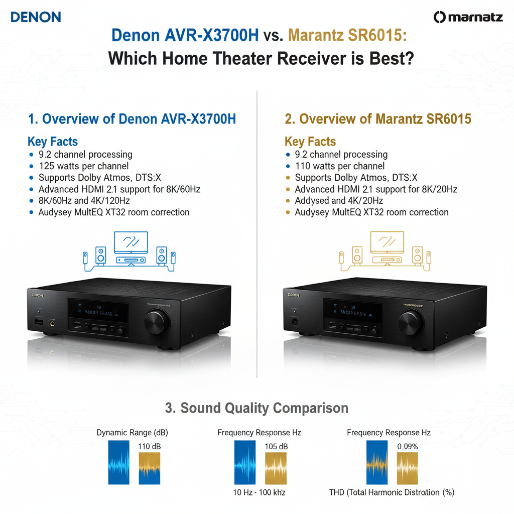 Infographic: Denon AVR-X3700H vs. Marantz SR6015: Which Home Theater Receiver is Best?