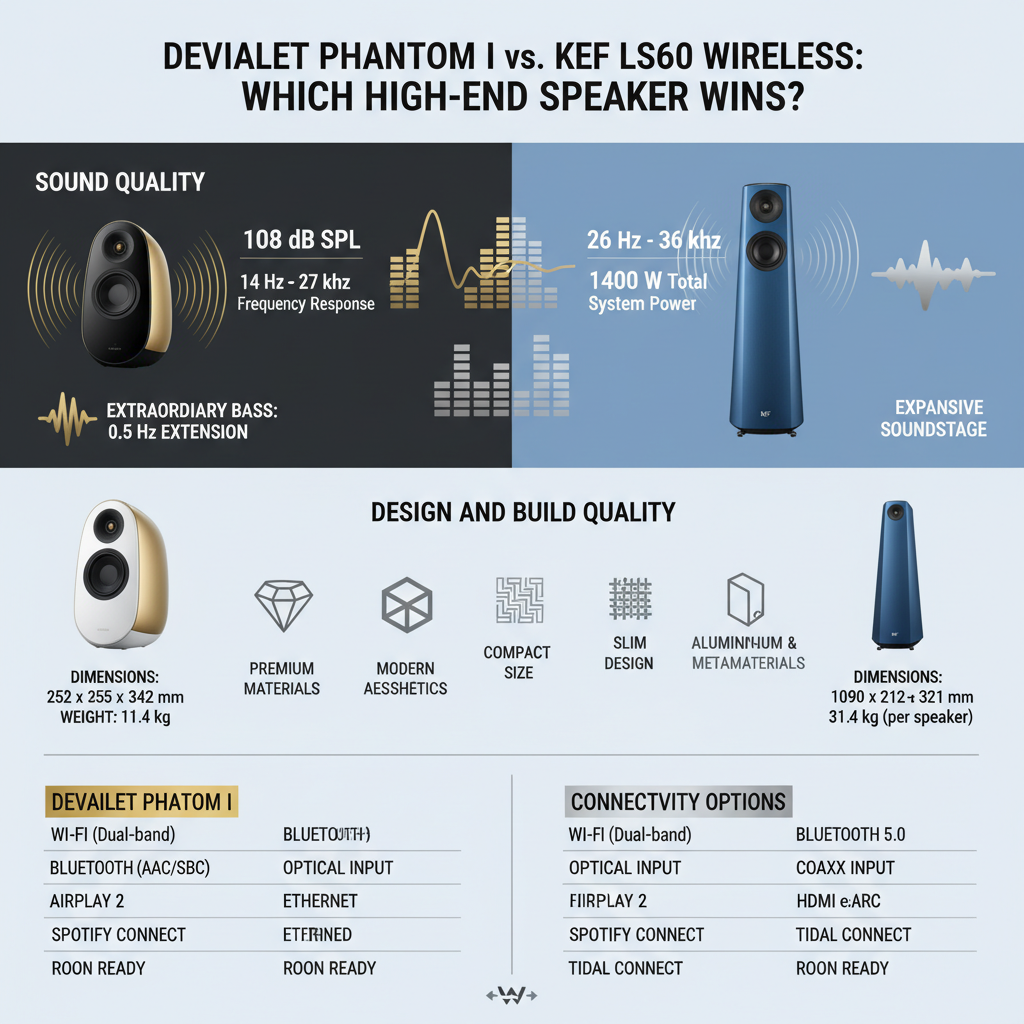 Infographic: **Devialet Phantom I vs. KEF LS60 Wireless: Which High-End Speaker Wins?**