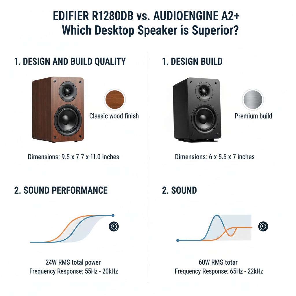 Infographic: **Edifier R1280DB vs. Audioengine A2+: Which Desktop Speaker is Superior?**