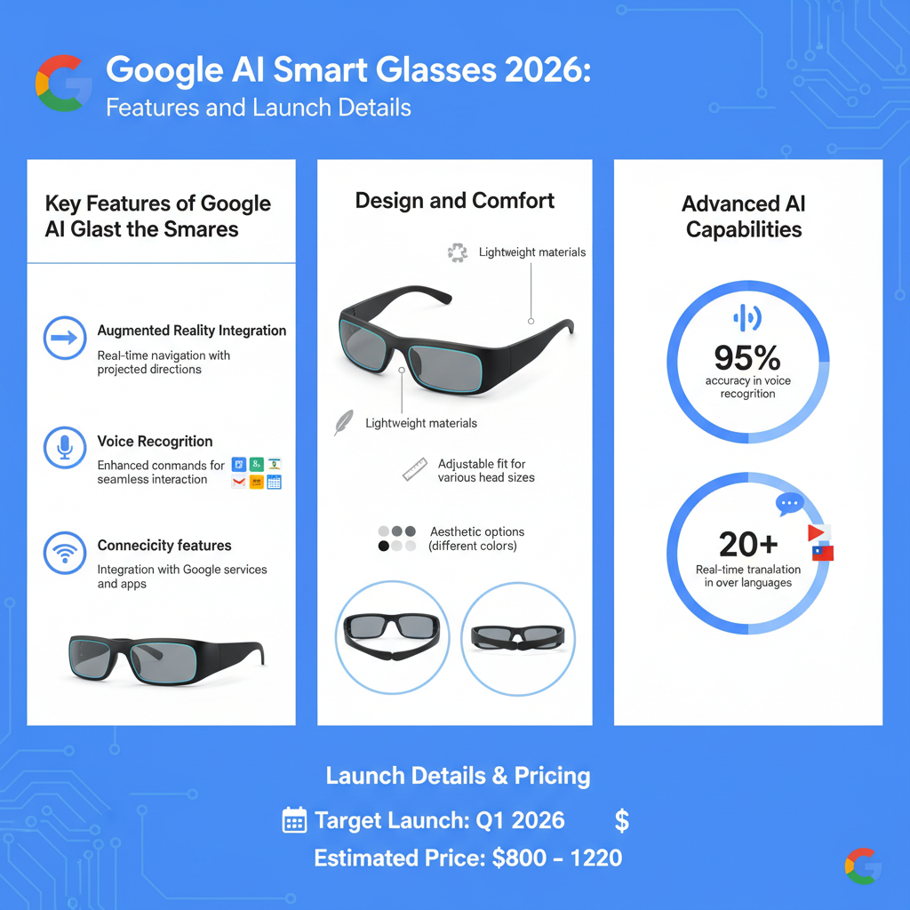 Infographic: Google AI Smart Glasses 2026: Features and Launch Details