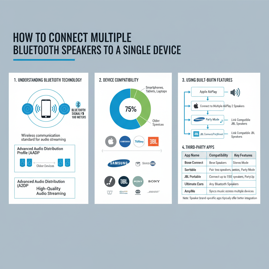 Infographic: **How to Connect Multiple Bluetooth Speakers to a Single Device**