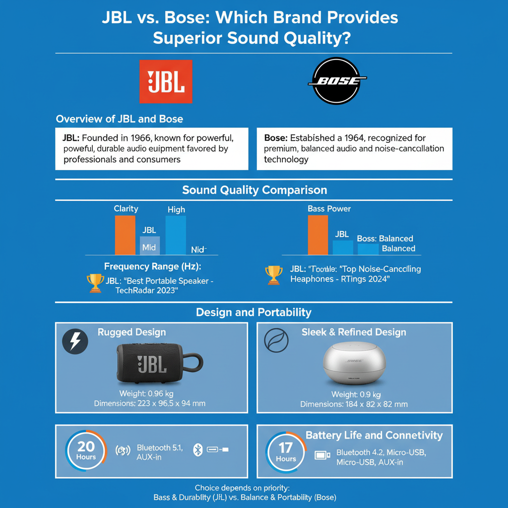 Infographic: JBL vs. Bose: Which Brand Provides Superior Sound Quality?