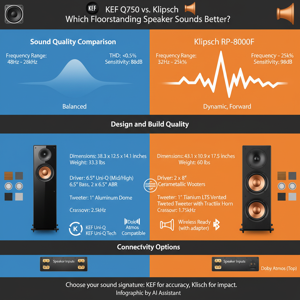 Infographic: KEF Q750 vs. Klipsch RP-8000F: Which Floorstanding Speaker Sounds Better?