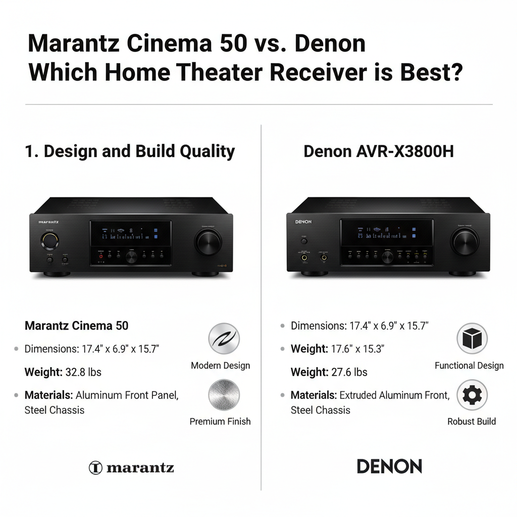 Infographic: Marantz Cinema 50 vs. Denon AVR-X3800H: Which Home Theater Receiver is Best?