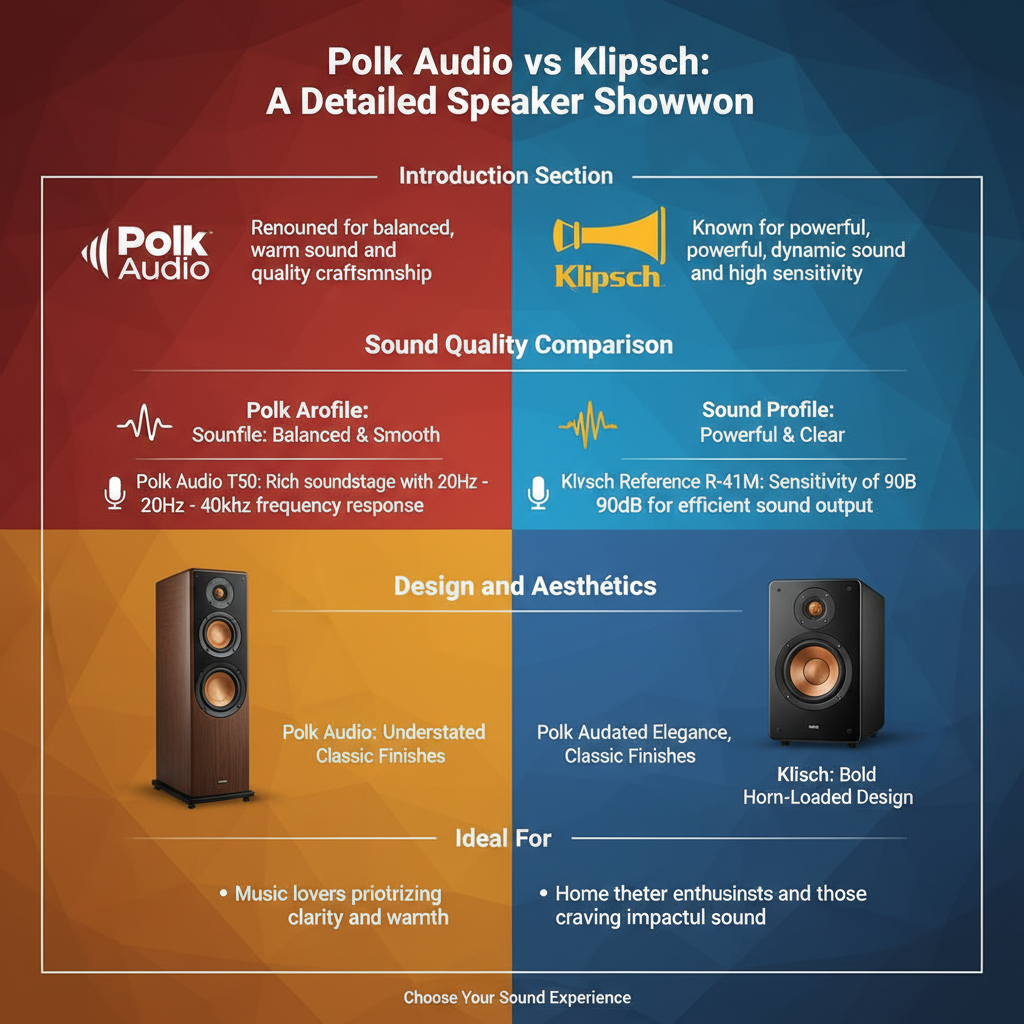 Infographic: Polk Audio vs. Klipsch: A Detailed Speaker Showdown
