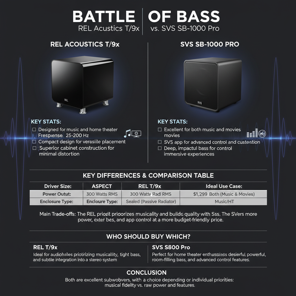 Infographic: REL Acoustics T/9x vs. SVS SB-1000 Pro: Which Offers Better Low-End?
