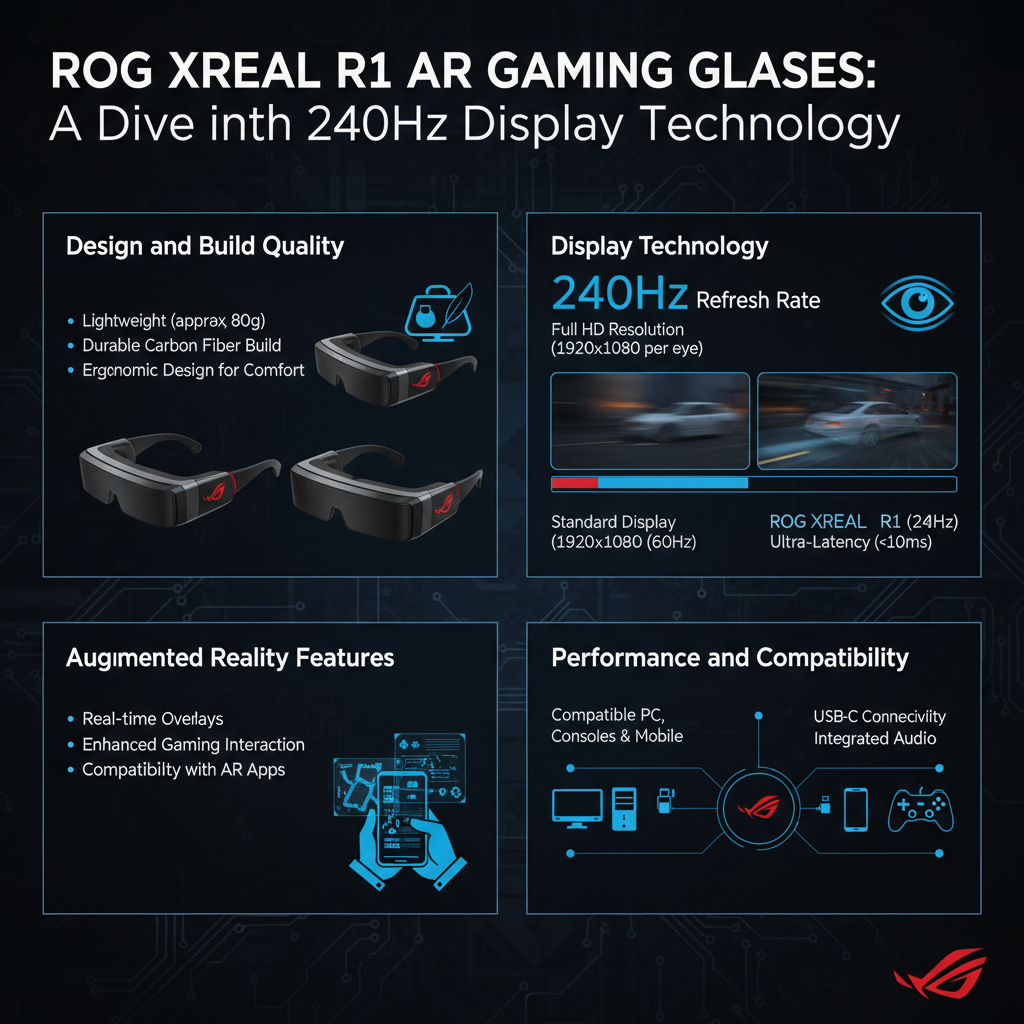 Infographic: ROG XREAL R1 AR Gaming Glasses: A 240Hz Display Overview