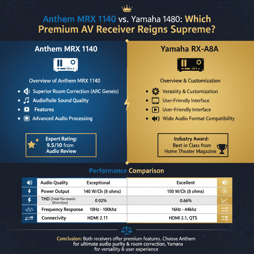 Infographic: Reviewing Anthem MRX 1140 vs. Yamaha RX-A8A: Which Premium AV Receiver is Best?