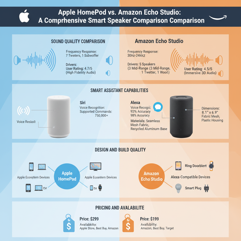 Infographic: Reviewing Apple’s HomePod vs. Amazon Echo Studio: A Comprehensive Comparison