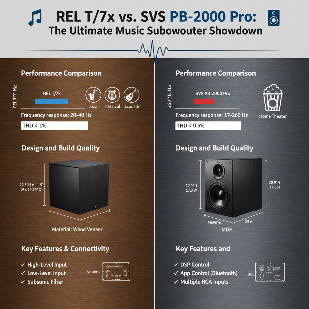 Infographic: Reviewing REL T/7x vs. SVS PB-2000 Pro: Which is the Best Music Subwoofer?