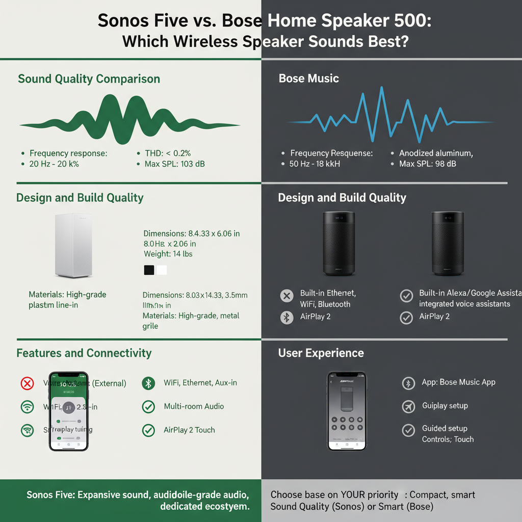 Infographic: Sonos Five vs. Bose Home Speaker 500: Which Wireless Speaker Sounds Best?