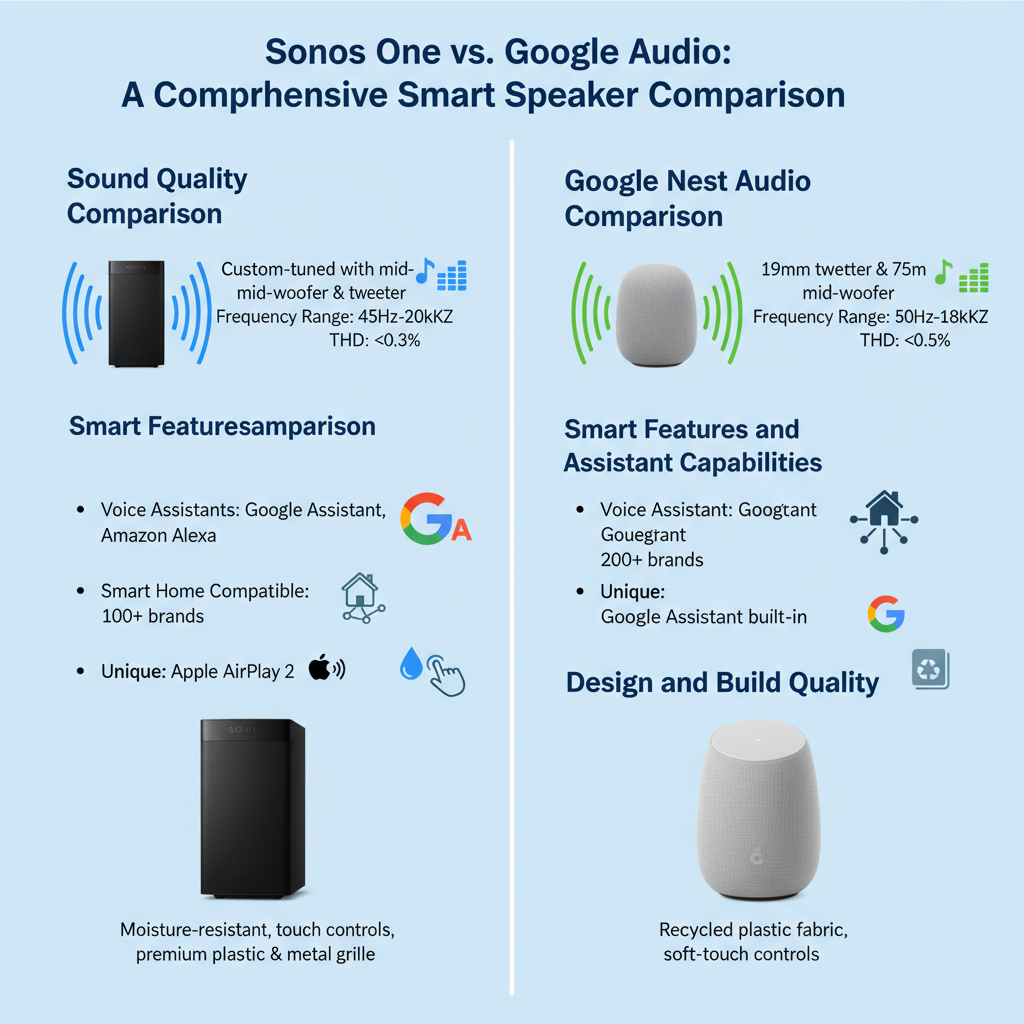 Infographic: Sonos One vs. Google Nest Audio: A Comprehensive Smart Speaker Comparison