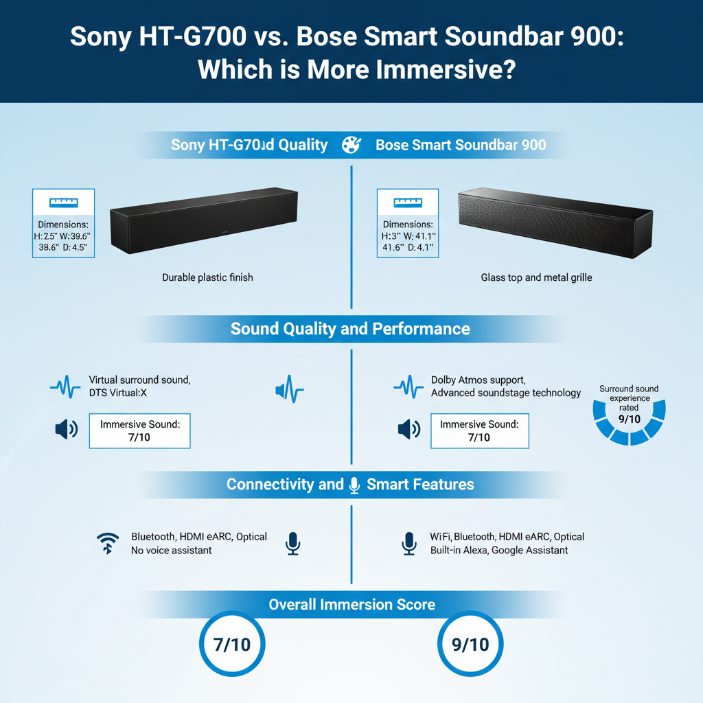 Infographic: Sony HT-G700 vs. Bose Smart Soundbar 900: Which is More Immersive?