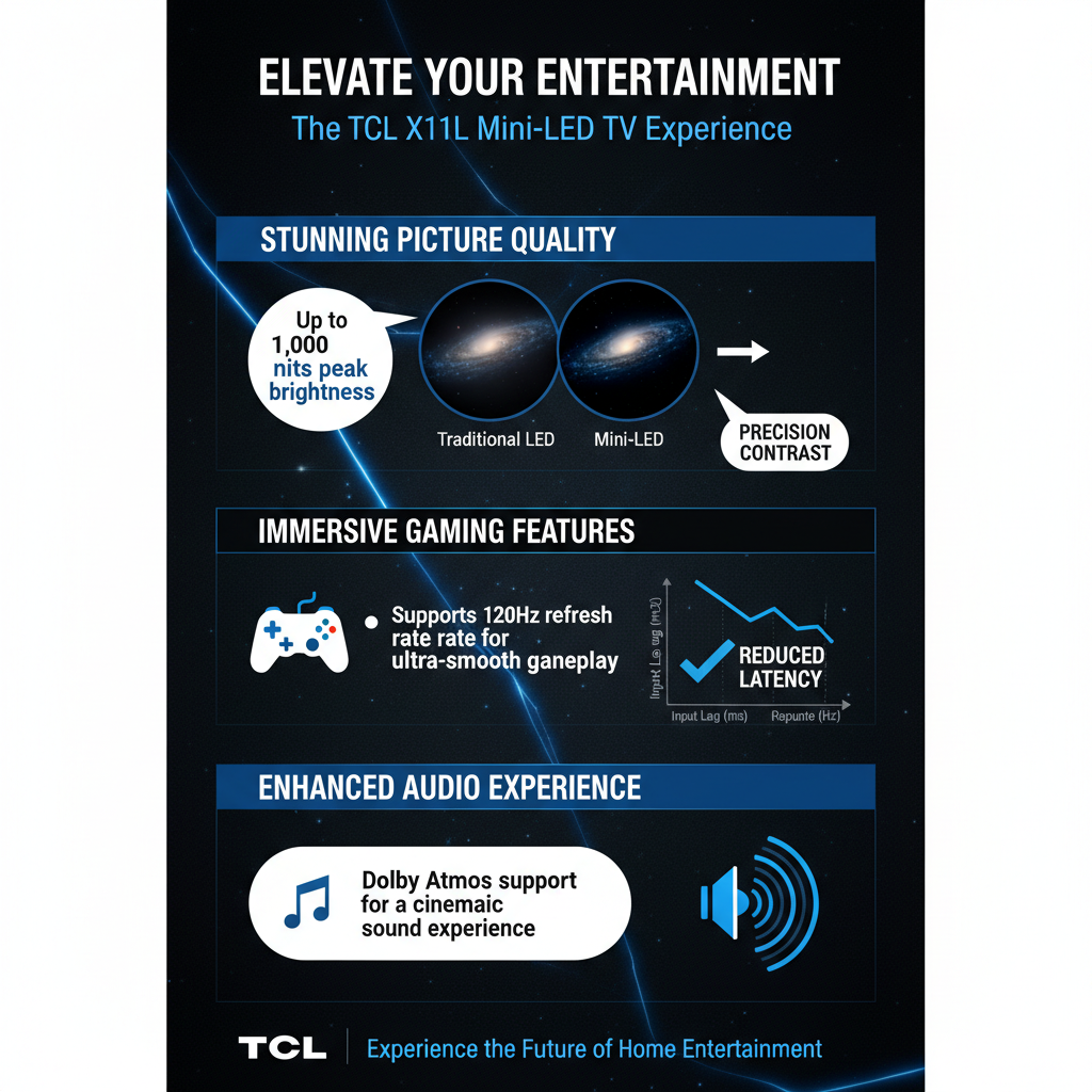 Infographic: TCL X11L Mini-LED TV: A Premium Gaming and Cinema Experience