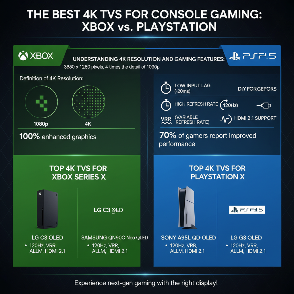Infographic: The Best 4K TVs for Console Gaming: Xbox vs. PlayStation