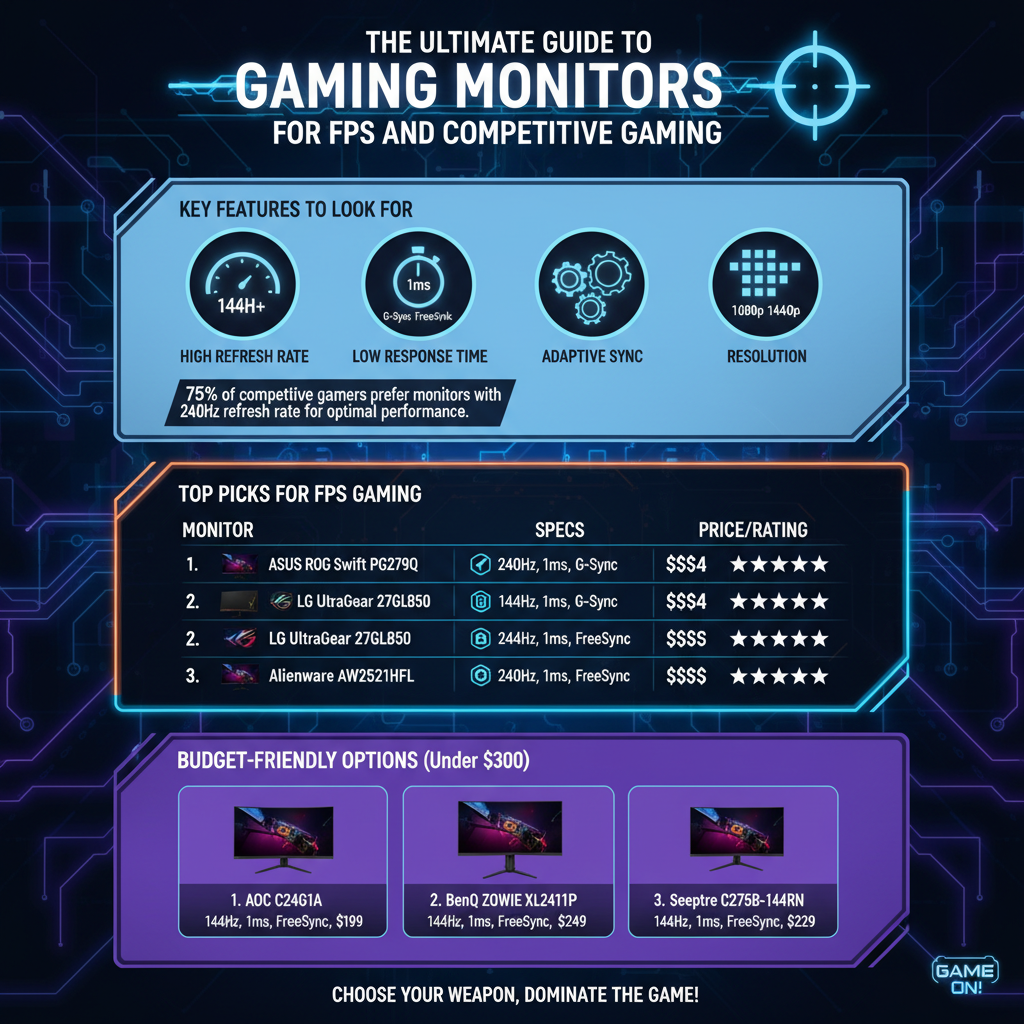 Infographic: The Best Gaming Monitors for FPS and Competitive Gaming