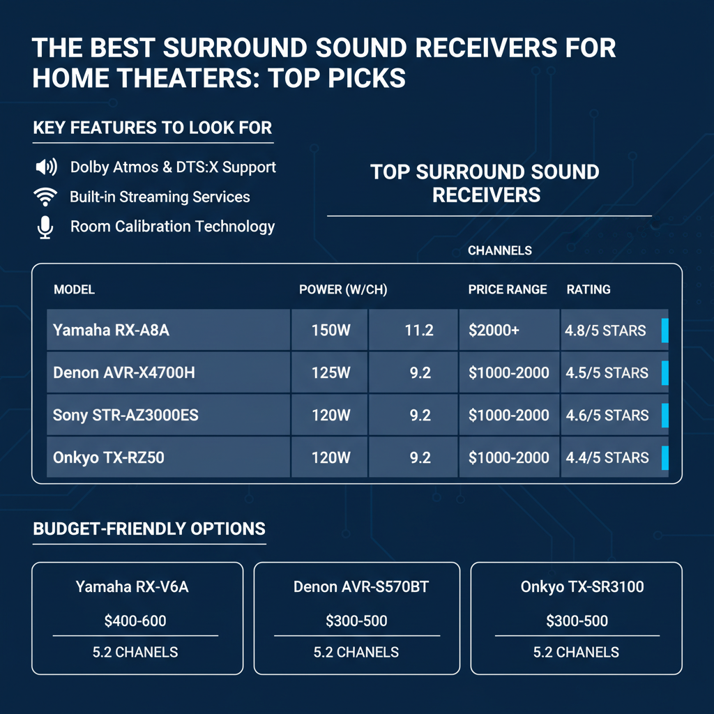 Infographic: The Best Surround Sound Receivers for Home Theaters: Top Picks