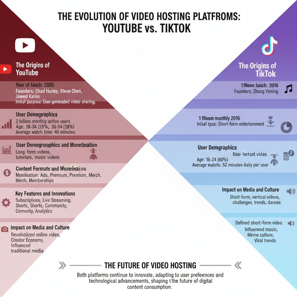 Infographic: The Evolution of Video Hosting Platforms: YouTube and TikTok Compared