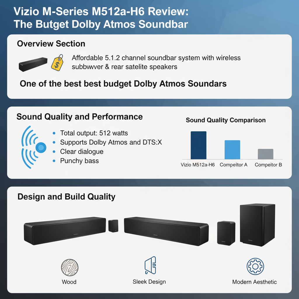 Infographic: **Vizio M-Series M512a-H6 Review: Is It the Best Budget Dolby Atmos Soundbar?**