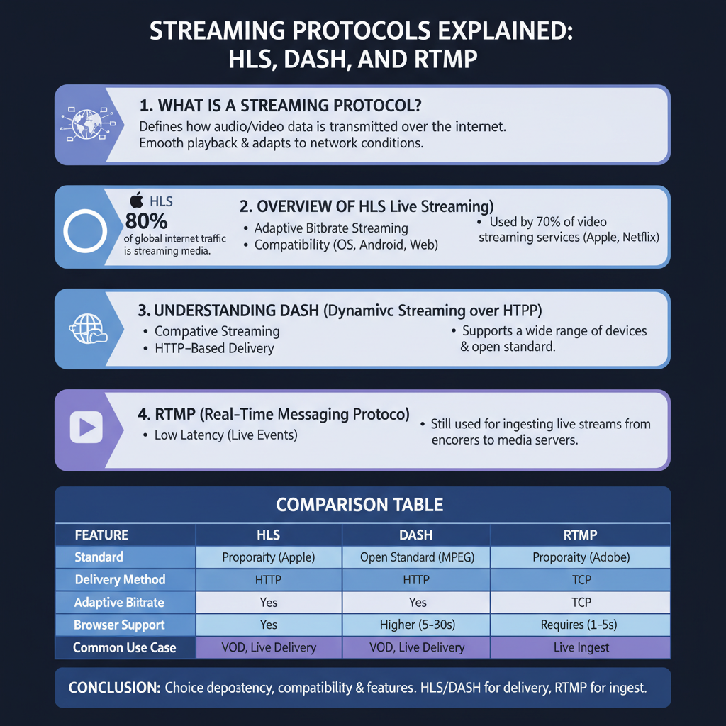Infographic: What is a Streaming Protocol? Understanding HLS, DASH, and RTMP
