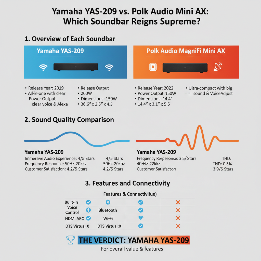 Infographic: Yamaha YAS-209 vs. Polk Audio MagniFi Mini AX: Which Soundbar Reigns Supreme?