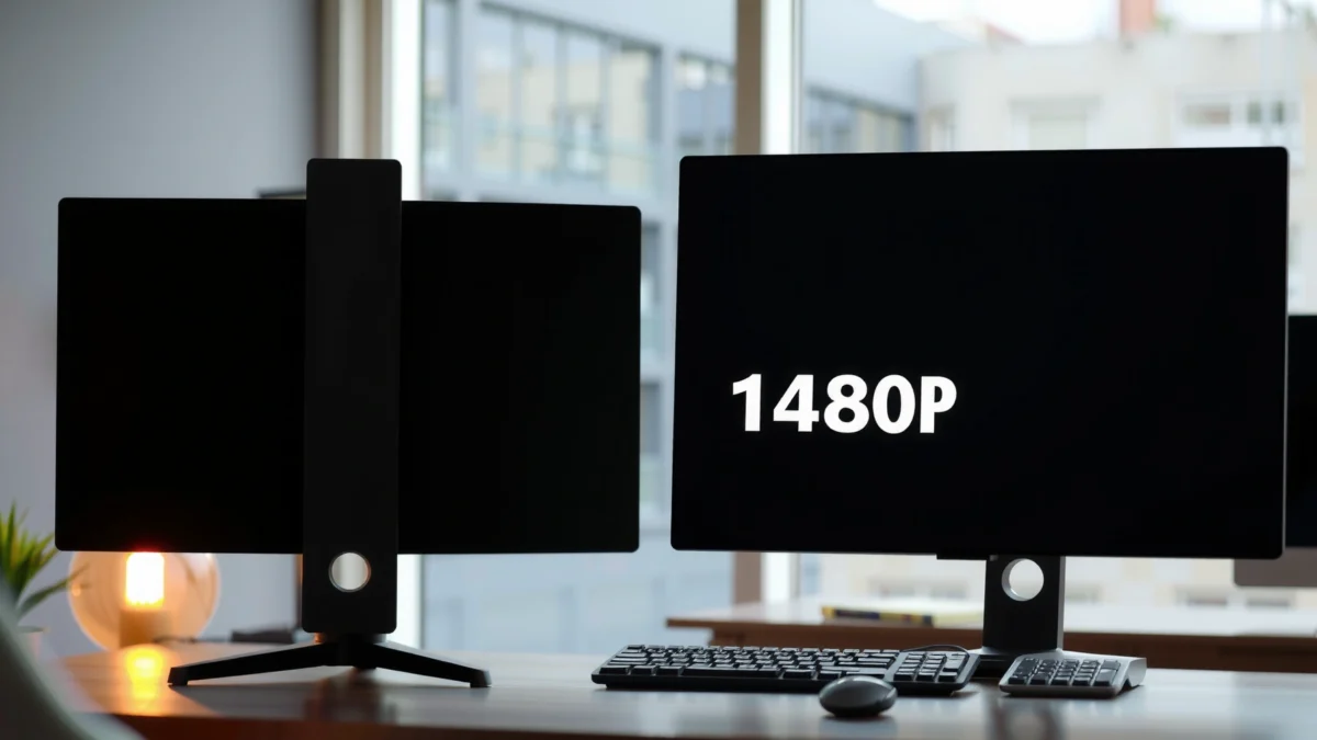 Comparison of 1080p and 1440p monitors showcasing resolution differences.