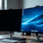 Side-by-side comparison of 1080p and 2K monitors showcasing resolution differences.