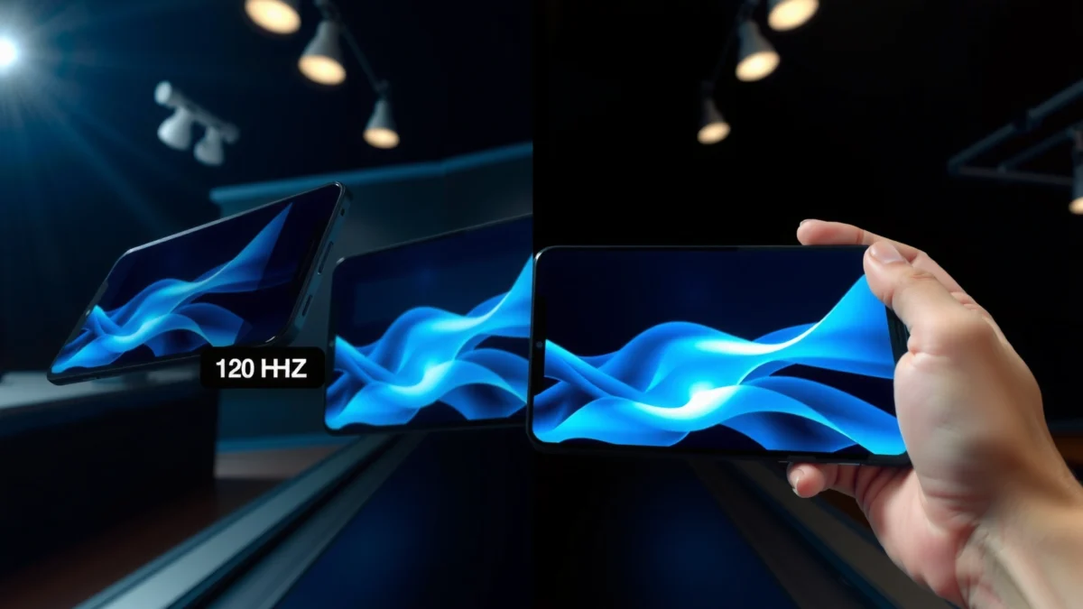 Comparison of 120Hz OLED and 60Hz OLED displays highlighting refresh rate differences