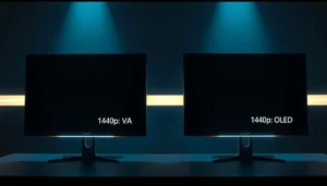 Comparison of 1440p VA and OLED monitors for gaming and productivity.