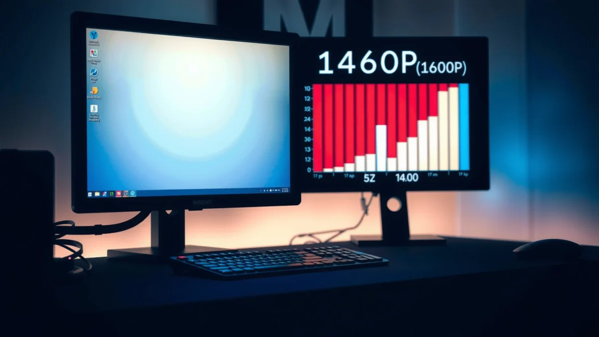 Comparison of 1440p and 1600p monitors highlighting resolution differences.