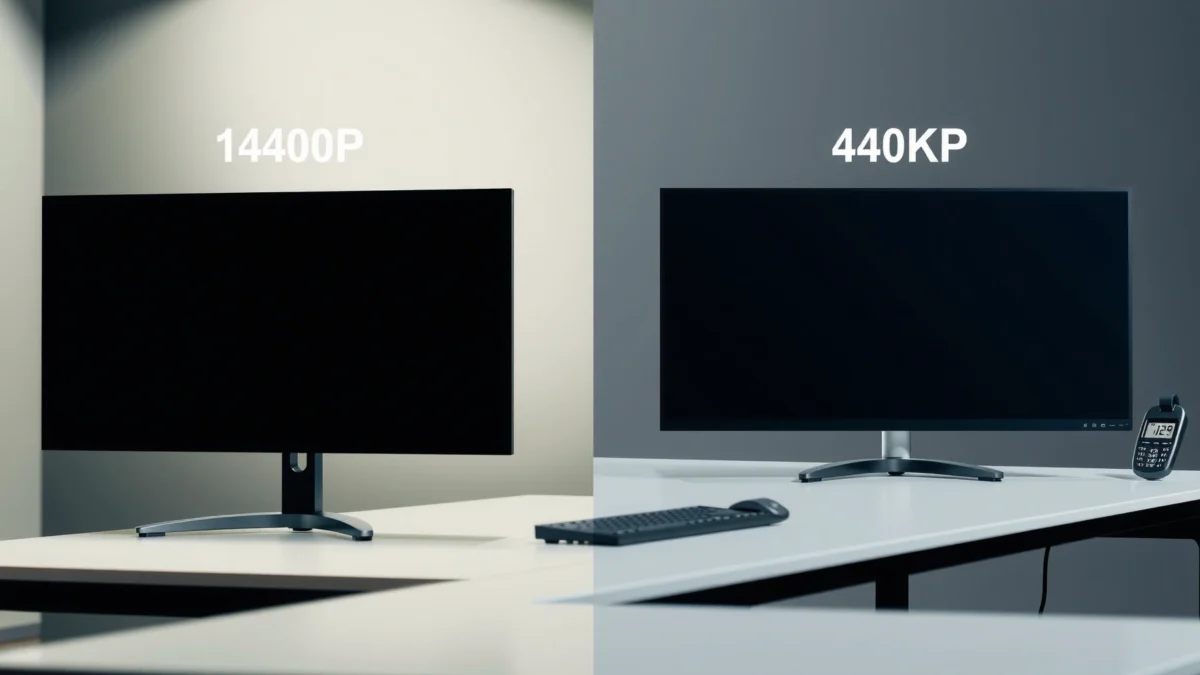 Comparison of 1440p and 4K pixel density showcasing sharpness differences.
