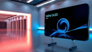 Comparison of 144Hz OLED and 120Hz OLED displays showcasing refresh rate differences.