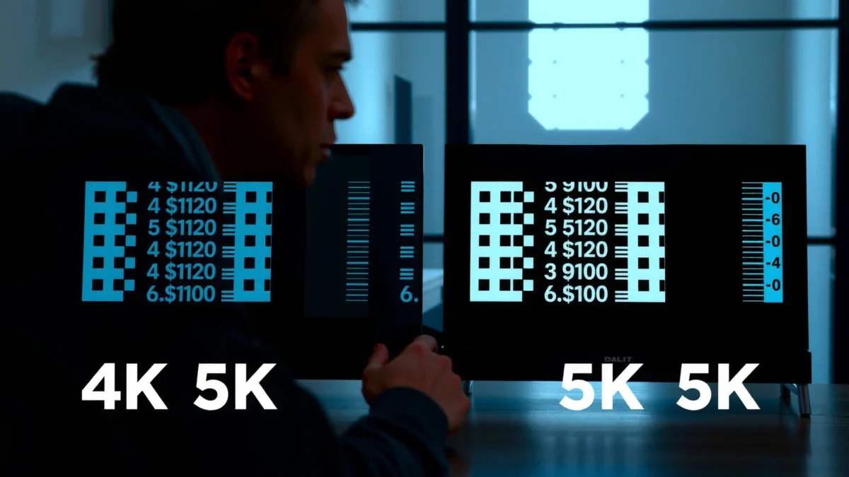 Comparison of 4K and 5K pixel density showcasing sharpness differences