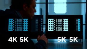 Comparison of 4K and 5K pixel density showcasing sharpness differences