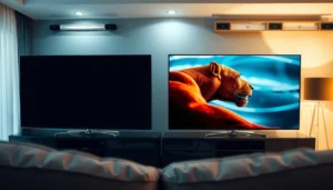 Comparison of 4K and 8K resolutions on a 43-inch display, showcasing visual differences.