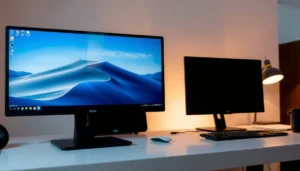 Comparison of 5K and 6K monitors highlighting differences in sharpness and workspace.