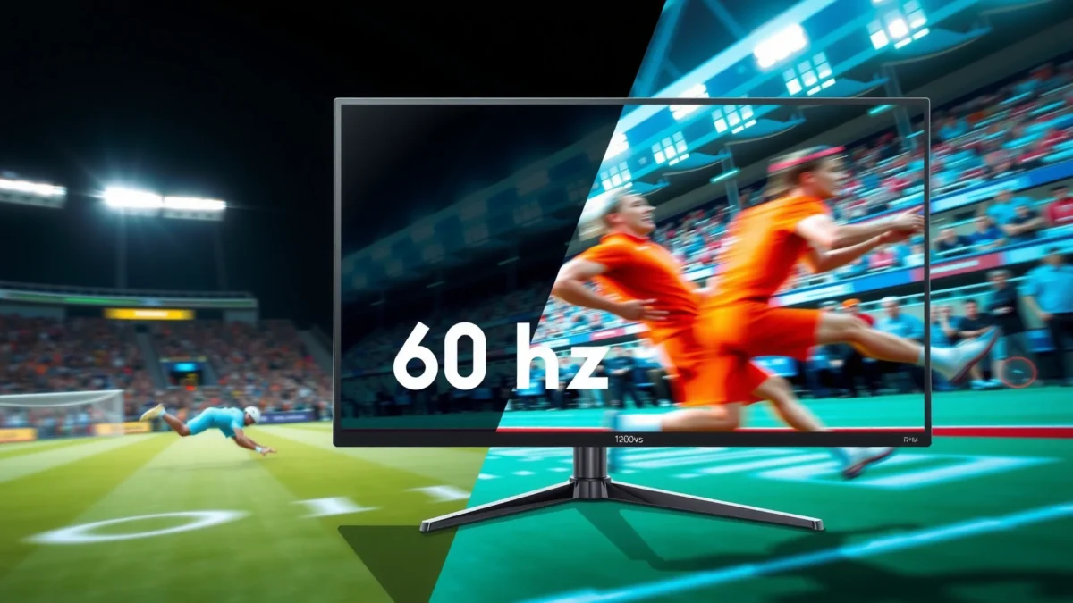 Comparison of 60Hz and 120Hz refresh rates for sports viewing experience.