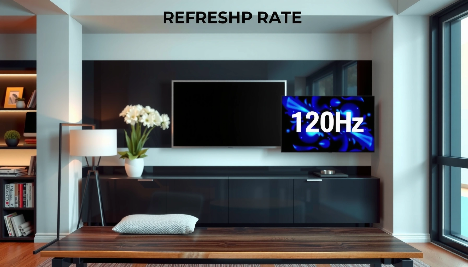 Comparison of 60Hz and 120Hz TVs highlighting refresh rate differences
