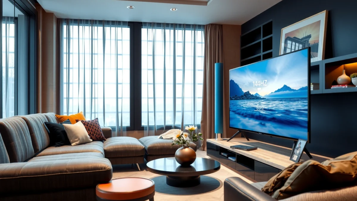 Comparison of 60Hz and 144Hz TVs showcasing refresh rates and display quality differences.