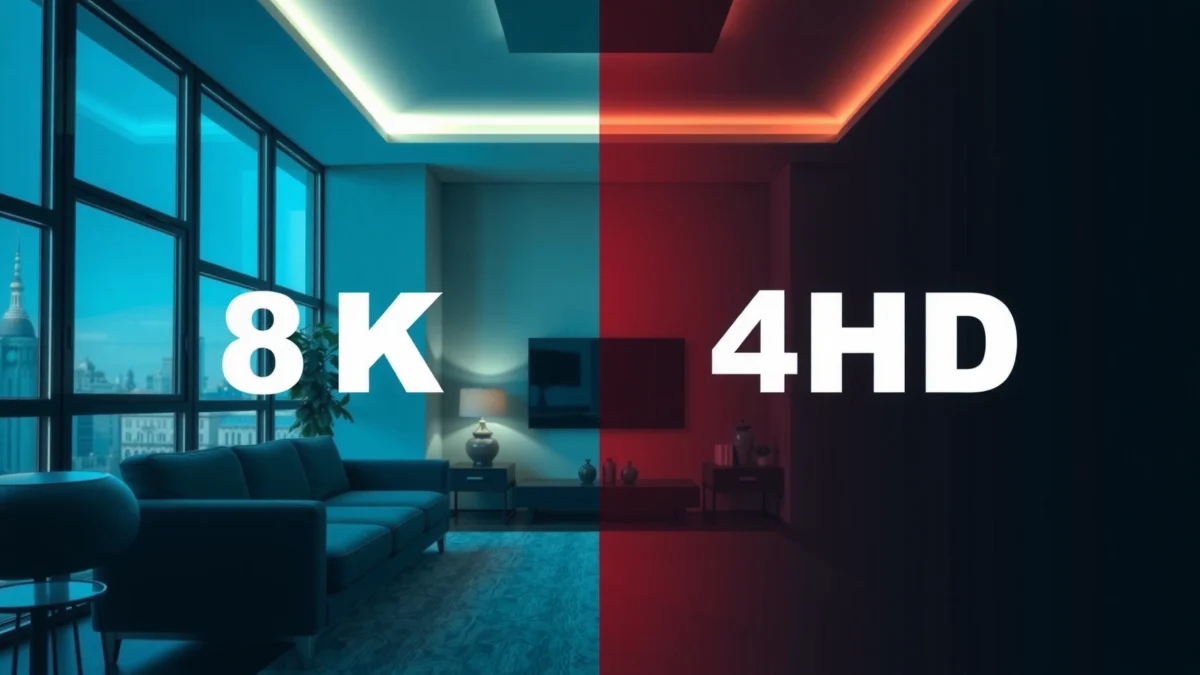 Visual comparison of 8K UHD and 4K UHD displays highlighting key differences and benefits.